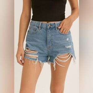 Cotton On Distressed Denim Shorts Women’s Size 10 | High Rise Cutoff Jean Shorts